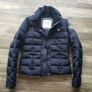 Abercrombie navy puffer coat size M
